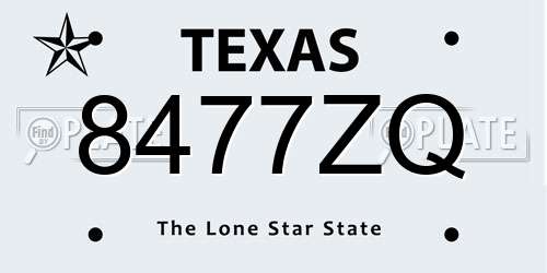 8477ZQ Texas License Plate