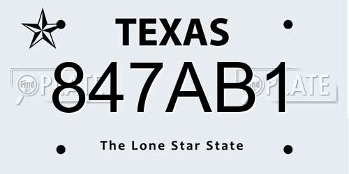 847AB1 Texas License Plate