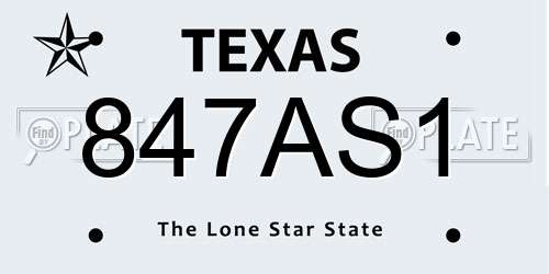 847AS1 Texas License Plate
