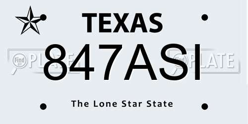847ASI Texas License Plate