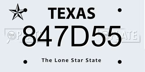 847D55 Texas License Plate