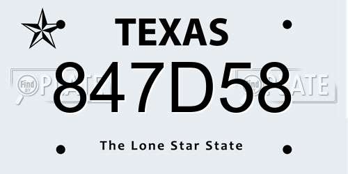 847D58 Texas License Plate