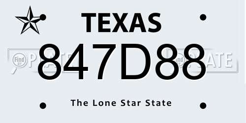 847D88 Texas License Plate