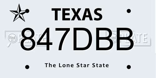 847DBB Texas License Plate
