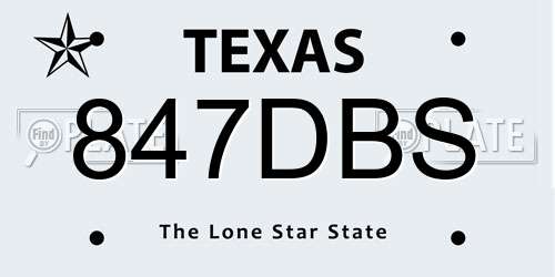 847DBS Texas License Plate