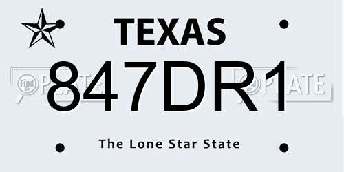 847DR1 Texas License Plate