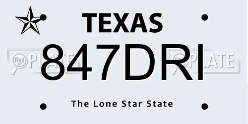 847DRI Texas License Plate
