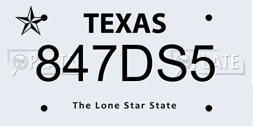 847DS5 Texas License Plate