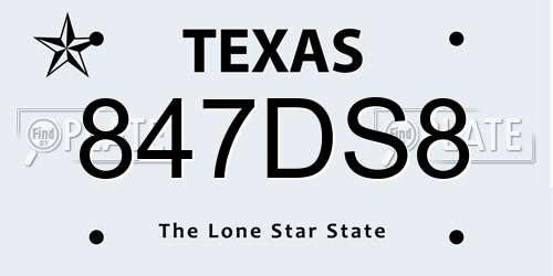 847DS8 Texas License Plate