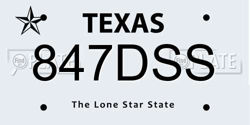 847DSS Texas License Plate