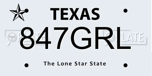 847GRL Texas License Plate