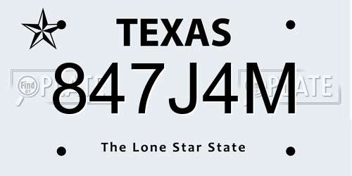 847J4M Texas License Plate