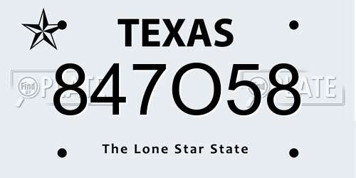 847O58 Texas License Plate