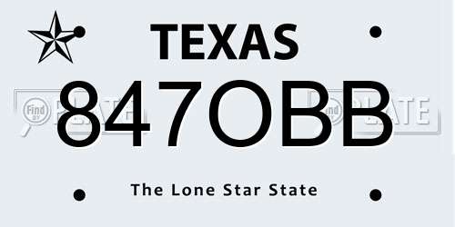 847OBB Texas License Plate