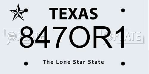 847OR1 Texas License Plate