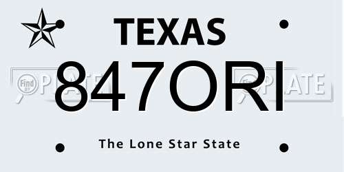 847ORI Texas License Plate