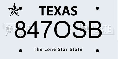847OSB Texas License Plate