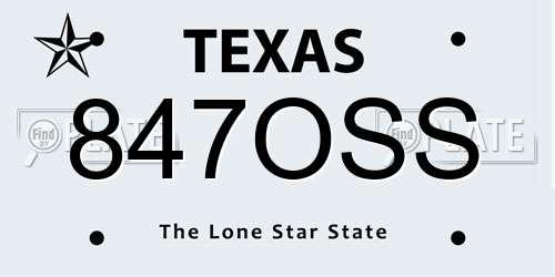 847OSS Texas License Plate