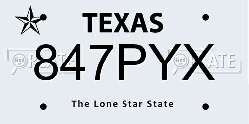 847PYX Texas License Plate