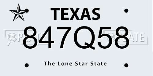 847Q58 Texas License Plate