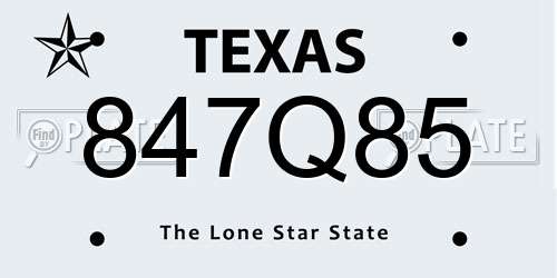 847Q85 Texas License Plate