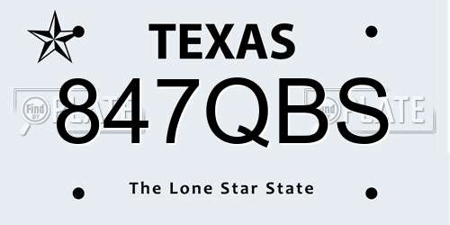 847QBS Texas License Plate