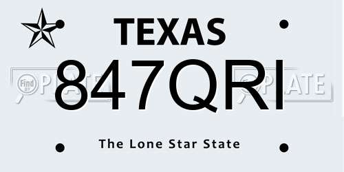 847QRI Texas License Plate