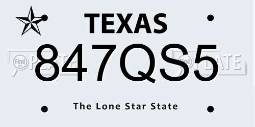 847QS5 Texas License Plate