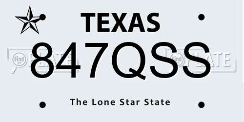 847QSS Texas License Plate