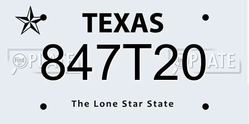 847T20 Texas License Plate