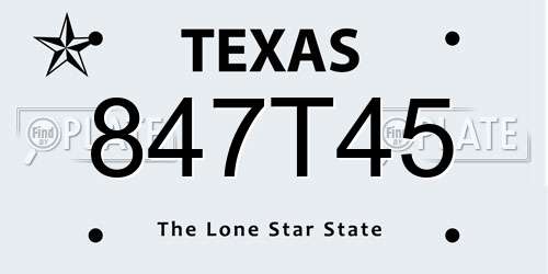 847T45 Texas License Plate