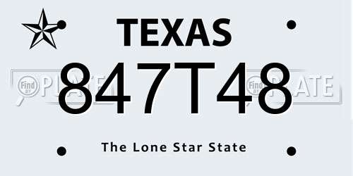 847T48 Texas License Plate