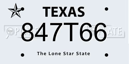 847T66 Texas License Plate