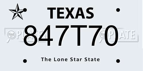 847T70 Texas License Plate