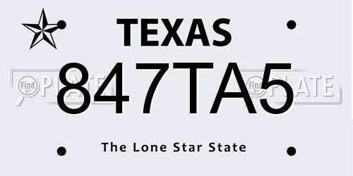 847TA5 Texas License Plate