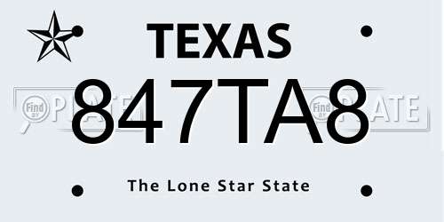 847TA8 Texas License Plate