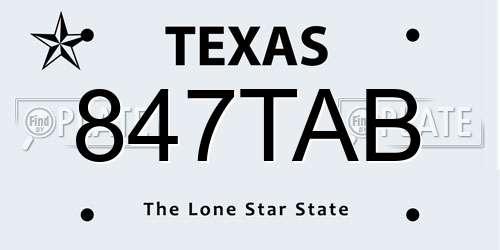 847TAB Texas License Plate