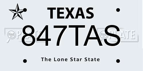 847TAS Texas License Plate