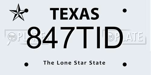 847TID Texas License Plate