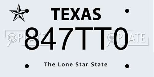 847TT0 Texas License Plate