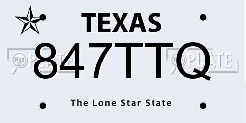 847TTQ Texas License Plate