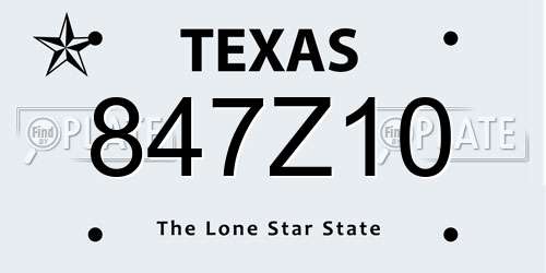 847Z10 Texas License Plate