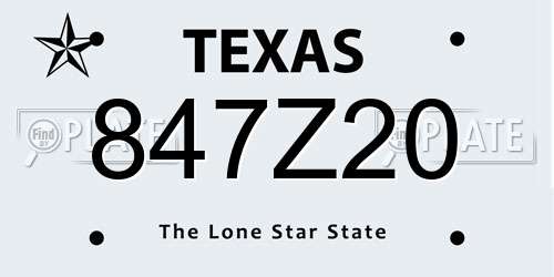 847Z20 Texas License Plate
