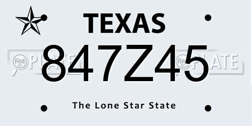847Z45 Texas License Plate