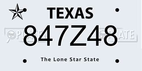 847Z48 Texas License Plate