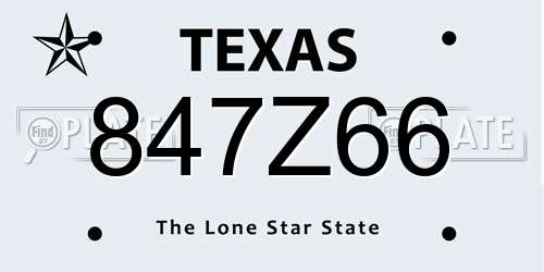 847Z66 Texas License Plate