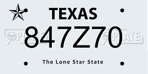 847Z70 Texas License Plate