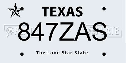 847ZAS Texas License Plate