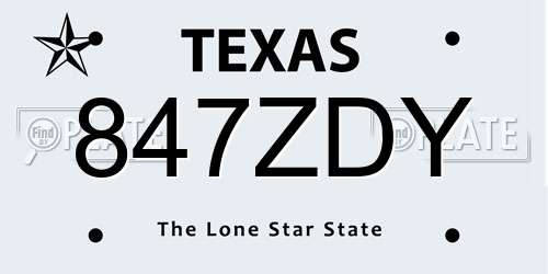 847ZDY Texas License Plate
