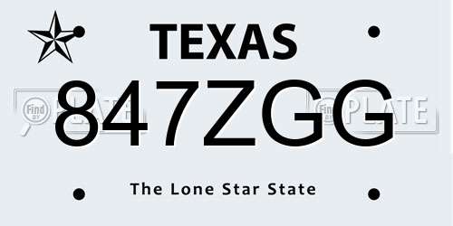 847ZGG Texas License Plate